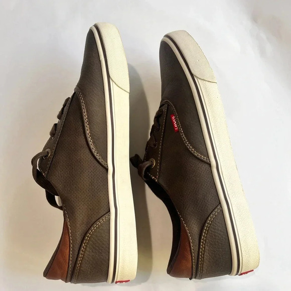 Levis Strauss slip on lace up shoes flat van style brown men 9 comfort tennishoe - Picture 6 of 8